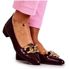 Læderlakeret Snake Pumps Burgundy Elissabeth rød