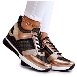 Vinceza Sportssko Sneakers Sort og Guld Sharon gylden