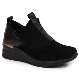 Lædersneakers på en kile Filippo W PAW253A sort