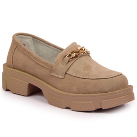 Lædersko med kæde Filippo W PAW252B beige
