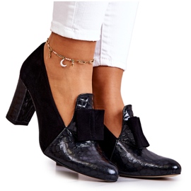 PA2 Sorte Kathleen Suede Snakeskin Pumps