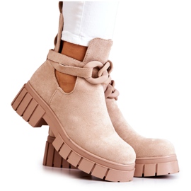 FB2 Ruskindsstøvler med et snit Beige Kirsten