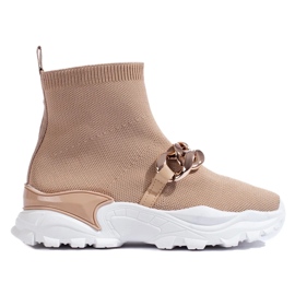 Slip-on sneakers med kæde brun