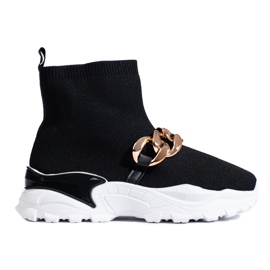 TRENDI Slip-on sneakers med kæde sort