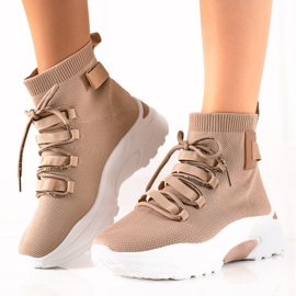 TRENDI Slip-on sneakers med en sok beige brun