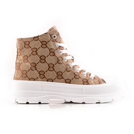 Bona Mønstrede høje sneakers brun