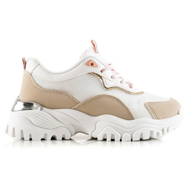 TRENDI Mode sneakers beige hvid