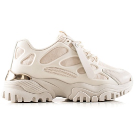TRENDI Sneakers med ruskindindsatser beige
