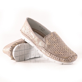 Goodin Loafers i gyldne læder beige gylden