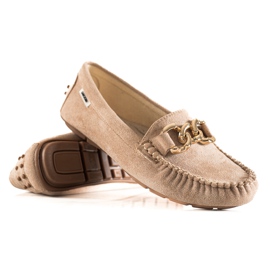 Goodin Klassiske mokkasiner med ornament beige