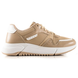 Ideal Shoes Beige sneakers på platformen