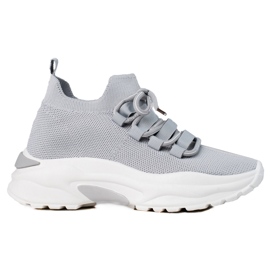 TRENDI Bundet sneakers på platformen grå