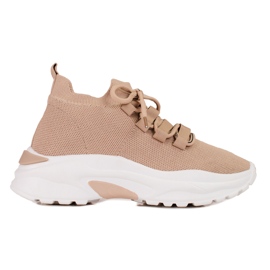 TRENDI Bundet sneakers på platformen beige
