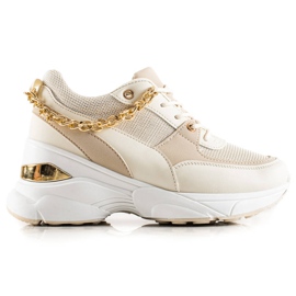Ideal Shoes Sneakers med kæde beige