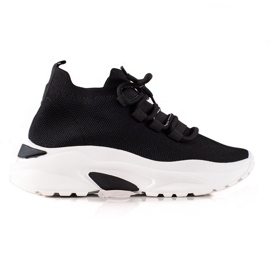 TRENDI Bundet sneakers på platformen sort