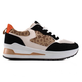 TRENDI Stilfulde sneakers på platformen beige brun sort