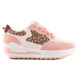TRENDI Stilfulde sneakers på platformen beige brun lyserød