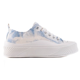 Seastar Moderigtige sneakers på en bred platform hvid blå