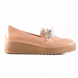 W. Potocki Slip-on sko med perler beige