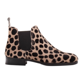 Marco Shoes Læder Bootie med naturligt hår 2210B-1283-1 beige