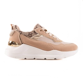 TRENDI Stilfulde sneakers beige brun gylden