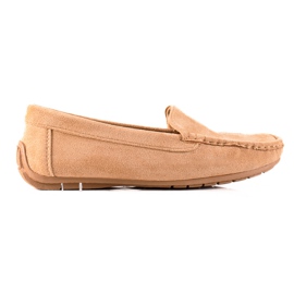 SHELOVET Komfortable loafers i ruskind beige