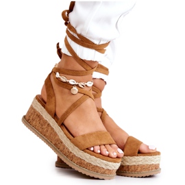 FB2 Espadriller i ruskind på kilesandaler Camel Shanna brun