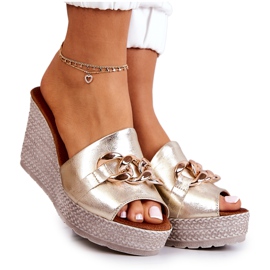 Lewski Shoes Læder Wedge Hjemmesko Lewski 3062 Golden gylden