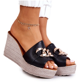 Lewski Shoes Læder wedge hjemmesko Lewski 3062 Sort