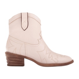 Marco Shoes Cowboystøvler i læder med dekorative syninger 2188B-1278-042-1 beige