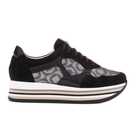 Marco Shoes Sneakers med en tyk sål af naturligt ruskind 2228P-1286-041-001-1 sort grå