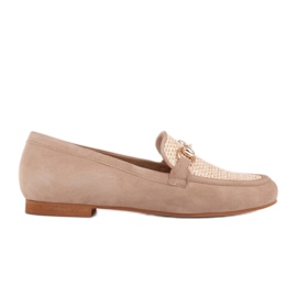 Marco Shoes Loafers med gylden ornament beige