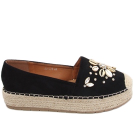 Manami Black shell espadriller sort