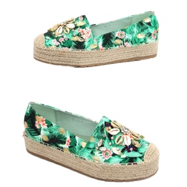 Espadriller med skaller Manami Flower Green grøn