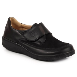 Lædersko med velcro Helios W 395 sort