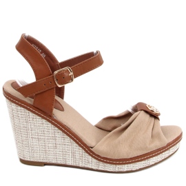 Sandaler på kilen Leyla Khaki beige brun