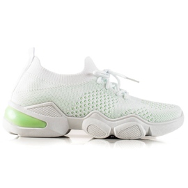 TRENDI Hvide sneakers med snøre grøn