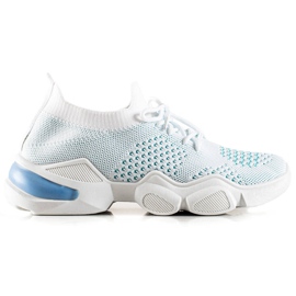 TRENDI Hvide sneakers med snøre blå