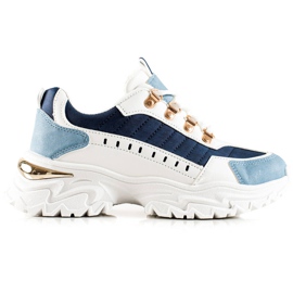 TRENDI Stilfulde farverige sneakers hvid blå