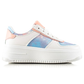 TRENDI Hvide sneakers på en bred platform flerfarvet
