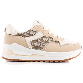 TRENDI Bundet sneakers på platformen beige