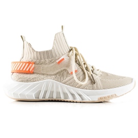 Weide Moderigtige tekstilsneakers beige