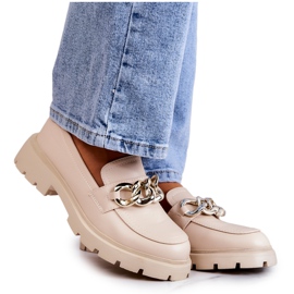 FB1 Læder Loafers Chain Beige Amicable
