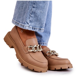 FB1 Læder Loafers Chain Mørk beige Amicable