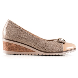 W. Potocki Skinnende behagelige pumps beige brun