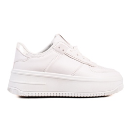 TRENDI Moderigtige sneakers på en bred platform hvid