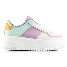 TRENDI Moderigtige sneakers på en bred platform beige flerfarvet