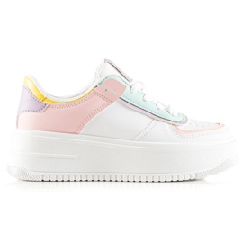TRENDI Moderigtige sneakers på en bred platform hvid flerfarvet