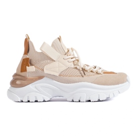 Moderigtige sneakers med snøre beige
