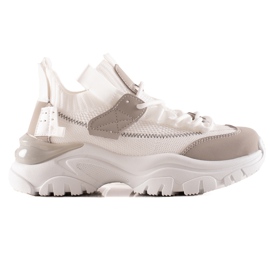 TRENDI Moderigtige sneakers med snøre beige hvid